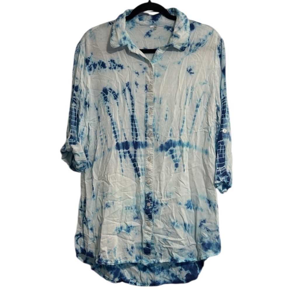 ☀️ Tie Dye Button Down Tunic Top Made in India (Brand Tag Cut Out)